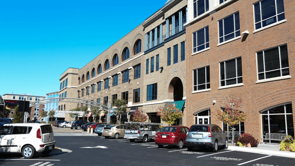 Commercial brick building exterior